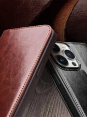 QIALINO For iPhone 15 Pro Genuine Leather Flip Case Full Protection Wallet Cover by The Case Factory