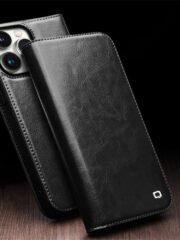 QIALINO For iPhone 15 Pro Genuine Leather Flip Case Full Protection Wallet Cover by The Case Factory