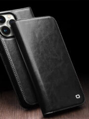 QIALINO For iPhone 15 Pro Max Case Genuine Leather Folio Wallet Phone Cover by The Case Factory