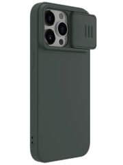 NILLKIN For iPhone 15 Pro Silicone Phone Case Slide Camera Lid Anti-Drop Cover | Compatible with MagSafe Green iPhone 15 Pro by The Case Factory