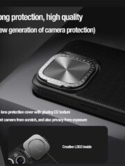 NILLKIN For iPhone 15 Pro Case Textured Prop Cover with Lens Cover Kickstand Phone Cover by The Case Factory