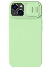 NILLKIN For iPhone 15 Liquid Silicone Cover Slide Camera Lid Phone Case | Compatible with MagSafe Green iPhone 15 by The Case Factory