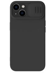 NILLKIN For iPhone 15 Plus Liquid Silicone Case Anti-scratch Phone Cover with Slide Camera Lid Black iPhone 15 Plus by The Case Factory
