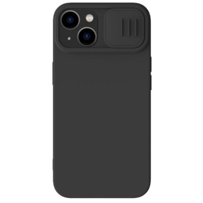 NILLKIN For iPhone 15 Plus Liquid Silicone Case Anti-scratch Phone Cover with Slide Camera Lid Black iPhone 15 Plus by The Case Factory