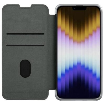 NILLKIN Qin Pro Series Shockproof Case for iPhone 15 Plus Card Holder PU Leather Flip Cover with Sliding Lens Guard by The Case Factory