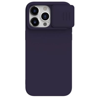 NILLKIN For iPhone 15 Pro Case Slide Camera Lid Anti-scratch Cover Liquid Silicone Phone Cover Dark Purple iPhone 15 Pro by The Case Factory