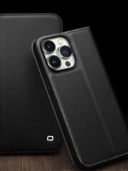 QIALINO For iPhone 15 Pro Max Case Folio Flip Genuine Cow Leather Phone Stand Cover by The Case Factory