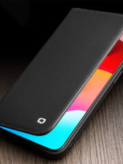 QIALINO For iPhone 15 Pro Case Drop-Proof Genuine Cow Leather Phone Stand Cover by The Case Factory