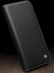 QIALINO For iPhone 15 Pro Case Drop-Proof Genuine Cow Leather Phone Stand Cover by The Case Factory