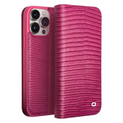 QIALINO For iPhone 15 Pro Crocodile Texture Genuine Cow Leather Cover Flip Stand Wallet Phone Case As Shown iPhone 15 Pro by The Case Factory