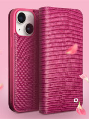 QIALINO For iPhone 15 Plus Crocodile Texture Phone Case Genuine Cow Leather Wallet Stand Cover by The Case Factory