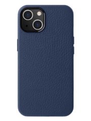 MELKCO For iPhone 15 Case Premium Genuine Cow Leather Phone Cover | Compatible with MagSafe Dark Blue iPhone 15 by The Case Factory
