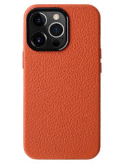 MELKCO For iPhone 15 Pro Max Case Premium Genuine Cow Leather Phone Cover | Compatible with MagSafe Orange iPhone 15 Pro Max by The Case Factory
