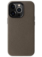 MELKCO For iPhone 15 Pro Max Case Premium Genuine Cow Leather Phone Cover | Compatible with MagSafe Grey iPhone 15 Pro Max by The Case Factory