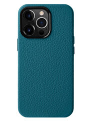 MELKCO For iPhone 15 Pro Max Case Premium Genuine Cow Leather Phone Cover | Compatible with MagSafe Blue iPhone 15 Pro Max by The Case Factory
