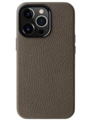 MELKCO For iPhone 15 Pro Case Premium Genuine Cow Leather Phone Cover | Compatible with MagSafe Grey iPhone 15 Pro by The Case Factory