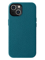 MELKCO For iPhone 14 Plus Case Premium Genuine Cow Leather Phone Cover | Compatible with MagSafe Blue iPhone 14 Plus by The Case Factory
