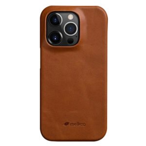 MELKCO For iPhone 15 Pro Case Waxy Genuine Cow Leather Phone Cover Brown iPhone 15 Pro by The Case Factory