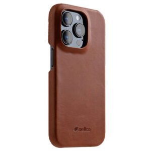 MELKCO For iPhone 15 Pro Case Waxy Genuine Cow Leather Phone Cover by The Case Factory