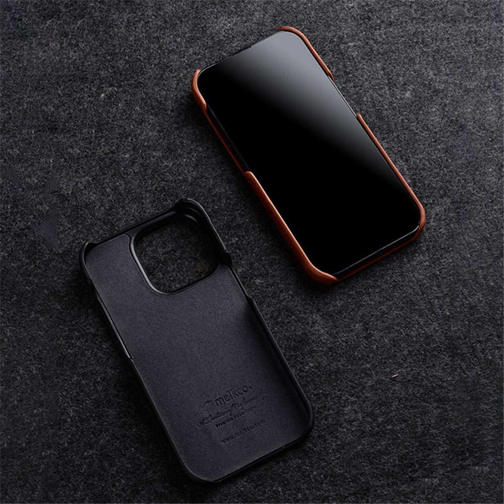 MELKCO For iPhone 15 Pro Max Case Waxy Genuine Cow Leather Phone Cover by The Case Factory