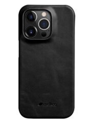 MELKCO For iPhone 15 Pro Max Case Waxy Genuine Cow Leather Phone Cover Black iPhone 15 Pro Max by The Case Factory