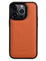 MELKCO For iPhone 15 Pro Max Case Genuine Cow Leather Coated Phone Cover Orange iPhone 15 Pro Max by The Case Factory