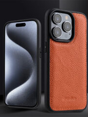 MELKCO For iPhone 15 Pro Max Case Genuine Cow Leather Coated Phone Cover by The Case Factory