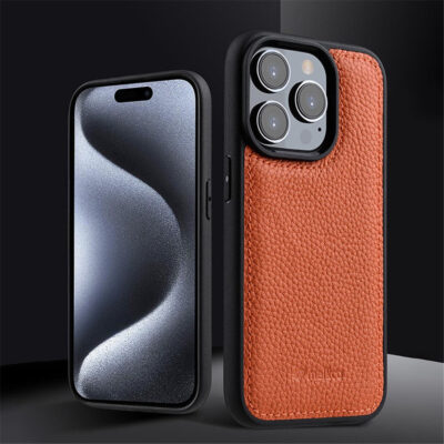 MELKCO For iPhone 15 Pro Max Case Genuine Cow Leather Coated Phone Cover by The Case Factory