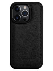 MELKCO For iPhone 15 Pro Max Case Genuine Cow Leather Coated Phone Cover Black iPhone 15 Pro Max by The Case Factory