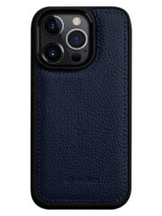 MELKCO For iPhone 15 Pro Max Case Genuine Cow Leather Coated Phone Cover Dark Blue iPhone 15 Pro Max by The Case Factory