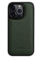 MELKCO For iPhone 15 Pro Max Case Genuine Cow Leather Coated Phone Cover Green iPhone 15 Pro Max by The Case Factory