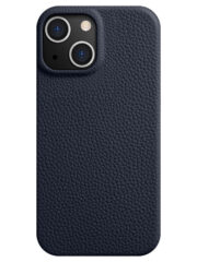 MELKCO For iPhone 15 Case Full-Wrap Genuine Cow Leather Premium Phone Cover | Compatible with MagSafe Dark Blue iPhone 15 by The Case Factory
