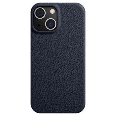 MELKCO For iPhone 15 Case Full-Wrap Genuine Cow Leather Premium Phone Cover | Compatible with MagSafe Dark Blue iPhone 15 by The Case Factory