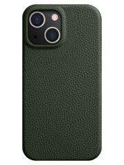 MELKCO For iPhone 15 Case Full-Wrap Genuine Cow Leather Premium Phone Cover | Compatible with MagSafe Green iPhone 15 by The Case Factory