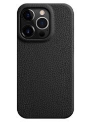 MELKCO For iPhone 15 Pro Case Full-Wrap Genuine Cow Leather Premium Phone Cover | Compatible with MagSafe Black iPhone 15 Pro by The Case Factory