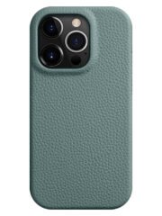 MELKCO For iPhone 15 Pro Case Full-Wrap Genuine Cow Leather Premium Phone Cover | Compatible with MagSafe Blue iPhone 15 Pro by The Case Factory