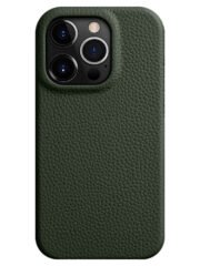 MELKCO For iPhone 15 Pro Case Full-Wrap Genuine Cow Leather Premium Phone Cover | Compatible with MagSafe Green iPhone 15 Pro by The Case Factory