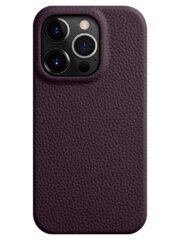 MELKCO For iPhone 15 Pro Case Full-Wrap Genuine Cow Leather Premium Phone Cover | Compatible with MagSafe Purple iPhone 15 Pro by The Case Factory