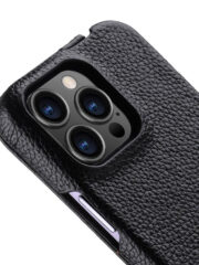 MELKCO For iPhone 15 Pro Max Flip Case Genuine Cow Leather Vertical Phone Cover by The Case Factory