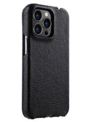 MELKCO For iPhone 15 Pro Max Flip Case Genuine Cow Leather Vertical Phone Cover by The Case Factory