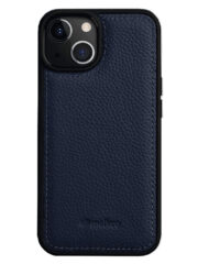 MELKCO For iPhone 15 Case Genuine Cow Leather Coated Phone Cover Dark Blue iPhone 15 by The Case Factory