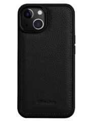 MELKCO For iPhone 15 Case Genuine Cow Leather Coated Phone Cover Black iPhone 15 by The Case Factory