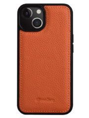 MELKCO For iPhone 15 Case Genuine Cow Leather Coated Phone Cover Orange iPhone 15 by The Case Factory