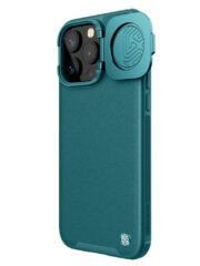 NILLKIN CamShield Prop For Case Camera Protection PU Leather Phone Cover Green iPhone 15 Pro Max by The Case Factory
