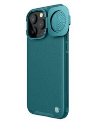 NILLKIN CamShield Prop For iPhone 15 Pro Max Case Lens Cover PU Leather Magnetic Phone Cover Green iPhone 15 Pro Max by The Case Factory