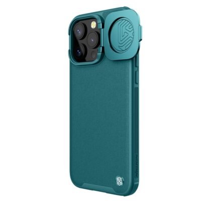 NILLKIN CamShield Prop For iPhone 15 Pro Max Case Lens Cover PU Leather Magnetic Phone Cover Green iPhone 15 Pro Max by The Case Factory