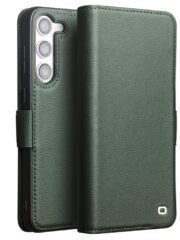 QIALINO For Samsung Galaxy S23 Wallet Case Genuine Cow Leather Magnetic Closure Flip Phone Cover by The Case Factory