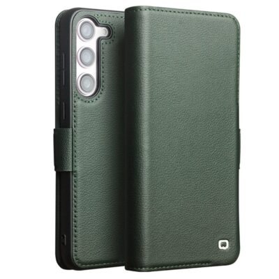QIALINO For Samsung Galaxy S23 Wallet Case Genuine Cow Leather Magnetic Closure Flip Phone Cover by The Case Factory