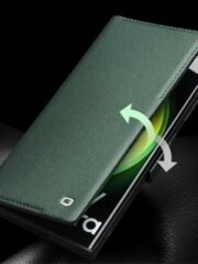 QIALINO For Samsung Galaxy S23 Wallet Case Genuine Cow Leather Magnetic Closure Flip Phone Cover by The Case Factory