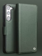 QIALINO For Samsung Galaxy S23 Wallet Case Genuine Cow Leather Magnetic Closure Flip Phone Cover by The Case Factory